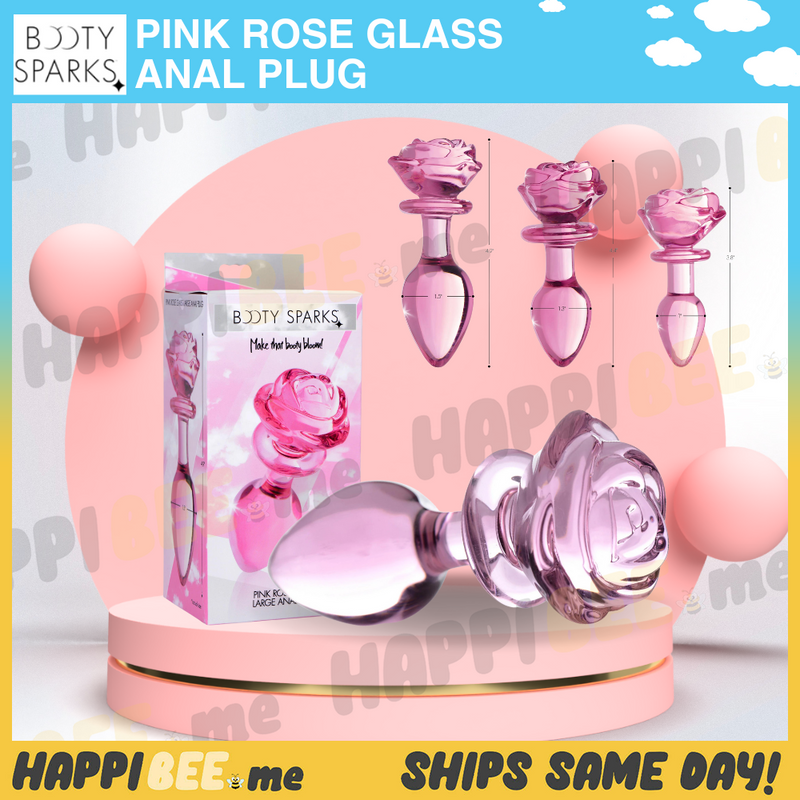 Load image into Gallery viewer, Booty Sparks Pink Rose • Glass Butt Plug
