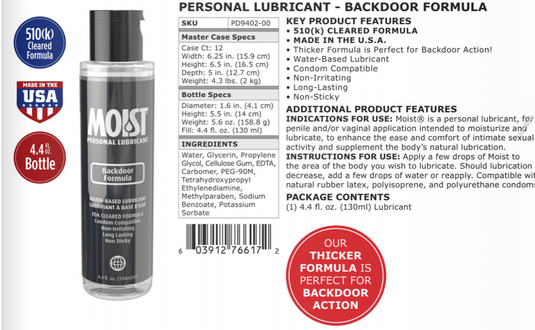 Moist Backdoor • Silicone Lubricant