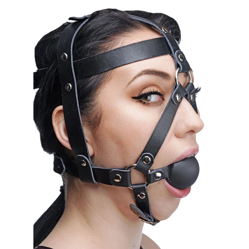 Load image into Gallery viewer, Master Series Leather Head Harness • Ball Gag Restraint
