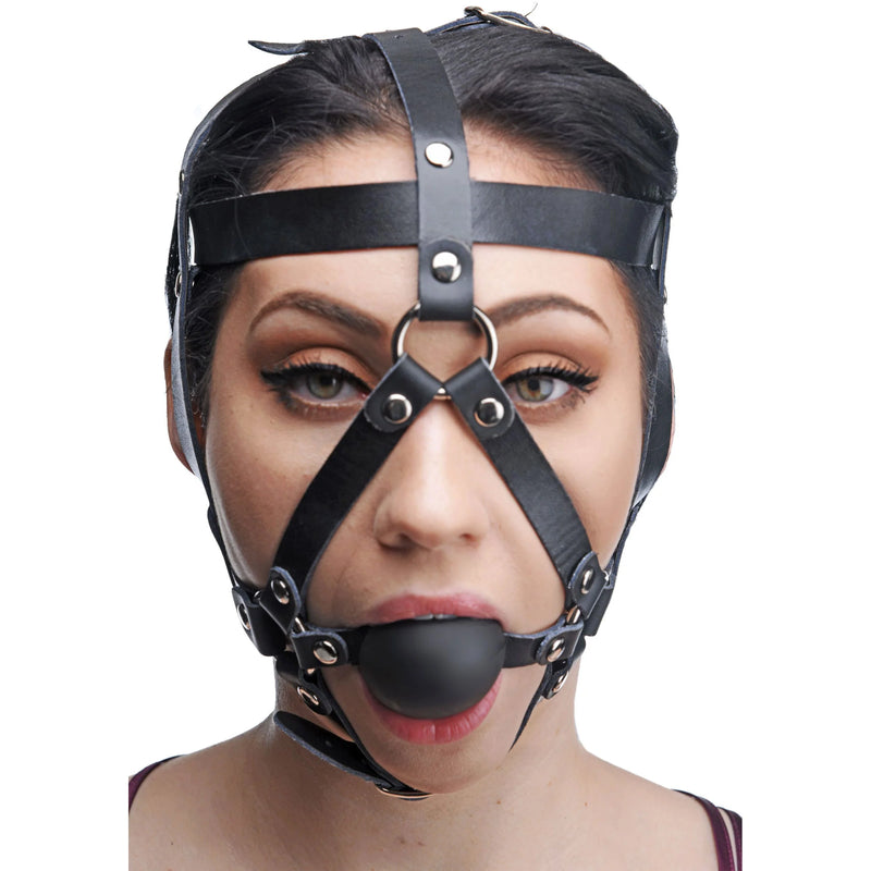Load image into Gallery viewer, Master Series Leather Head Harness • Ball Gag Restraint
