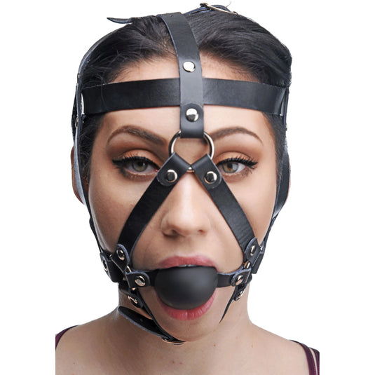 Master Series Leather Head Harness • Ball Gag Restraint