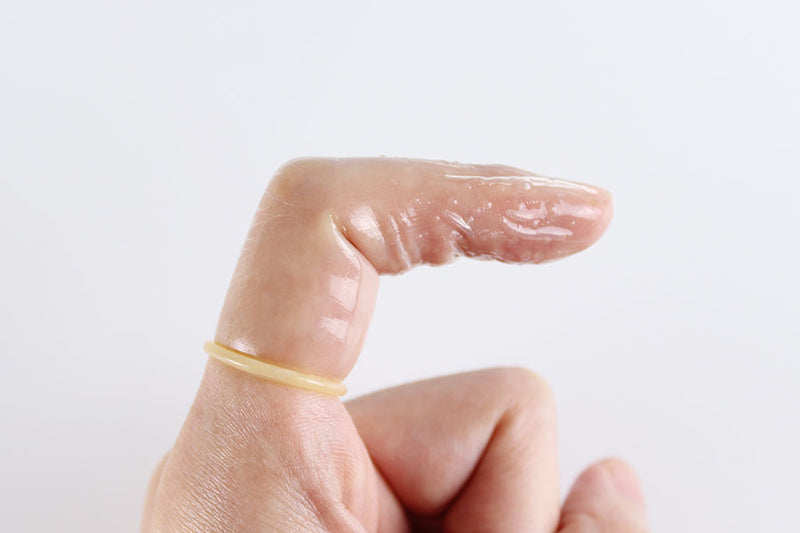Load image into Gallery viewer, Findom Dotted Aloe • Latex Finger Condom
