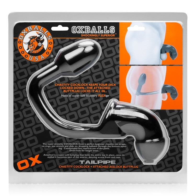Load image into Gallery viewer, Oxballs Tailpipe (Cocklock) • Chastity Cage + Butt Plug
